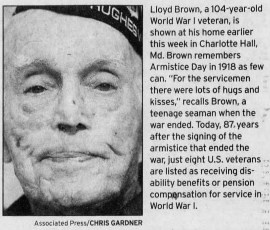 Lloyd Brown, a 104-year-old WWI veteran